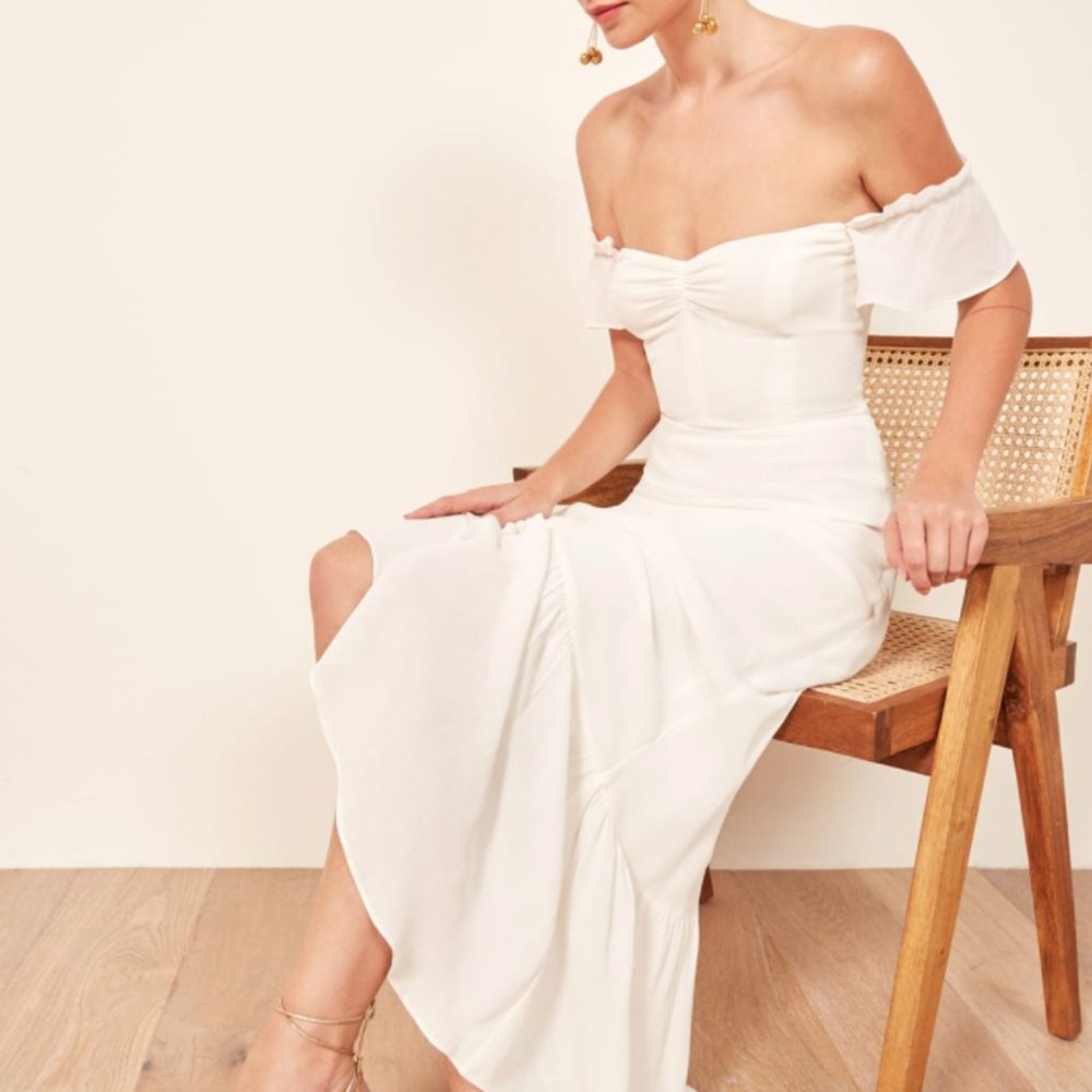 Reformation Butterfly Dress - White/Ivory - Size 0 - Small Stain